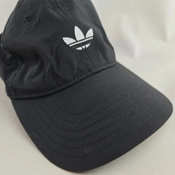 Adidas Hat Mens Relaxed Strap Back Black Reflective Running Lightweight Trefoil - Picture 4 of 9